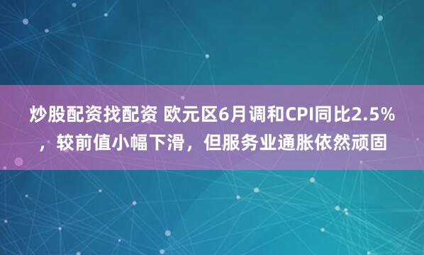 炒股配资找配资 欧元区6月调和CPI同比2.5%，较前值小幅下滑，但服务业通胀依然顽固