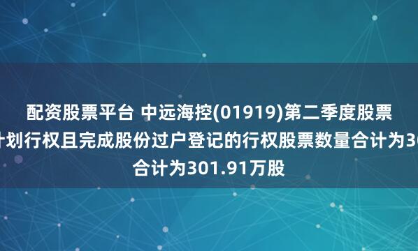 配资股票平台 中远海控(01919)第二季度股票期权激励计划行权且完成股份过户登记的行权股票数量合计为301.91万股